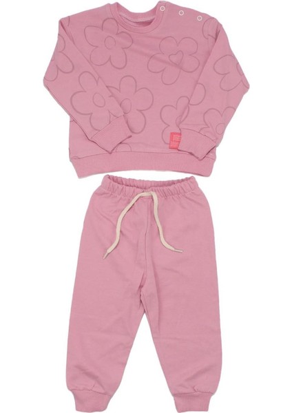 Kız Bebek Pembe Papatya Baskılı 2'li Takım - 1015277