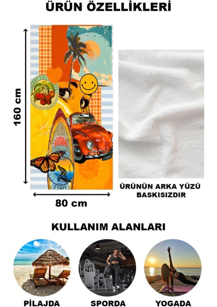 Modern Desenli Plaj Deniz Havlusu Peştemal 80x160 CM OPT08