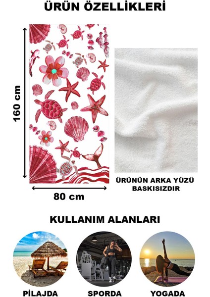 Dekoratif Modern Desenli Plaj Deniz Havlusu Peştamal 80x160 CM PSM05