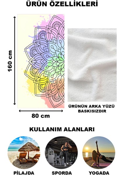 Dekoratif Modern Mandala Desenli Plaj Deniz Havlusu Peştamal 80x160 CM MD01 fiyatları