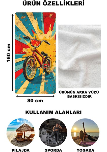 Dekoratif Modern Retro Desenli Plaj Deniz Havlusu Peştamal 80 x 160 cm RTR07