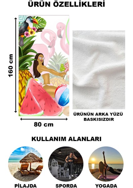 Modern Desenli Plaj Deniz Havlusu Peştemal 80x160 CM OPT12