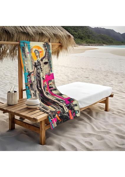 Dekoratif Modern Retro Desenli Plaj Deniz Havlusu Peştamal 80 x 160 cm RTR05