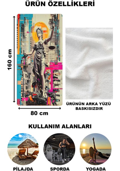 Dekoratif Modern Retro Desenli Plaj Deniz Havlusu Peştamal 80 x 160 cm RTR05