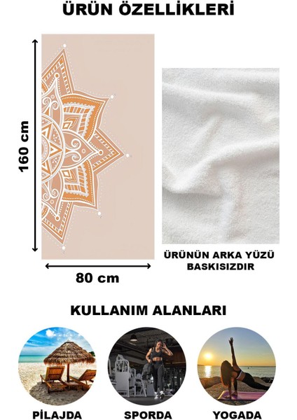 Dekoratif Modern Mandala Desenli Plaj Deniz Havlusu Peştamal 80x160 CM MD12 fiyatları