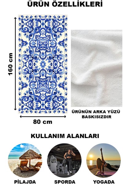 Modern Desenli Plaj Deniz Havlusu Peştemal 80 x 160 cm OPT04