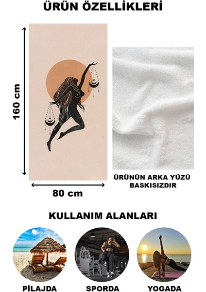 Astroloji Terazi Burcu Desenli Plaj Deniz Havlusu Peştamal 80 x 160 cm AST22 fiyatları