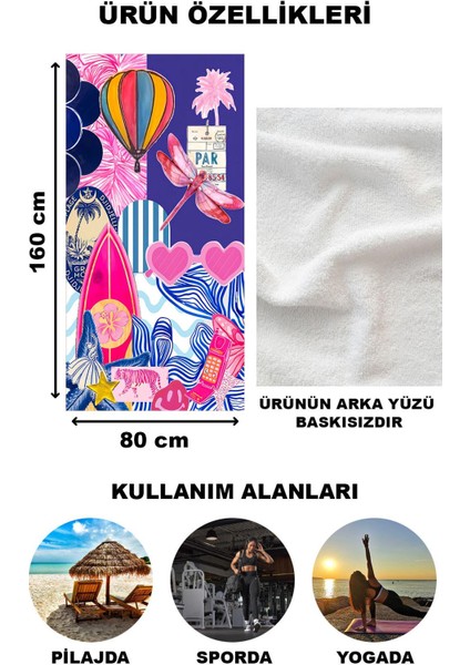 Modern Desenli Plaj Deniz Havlusu Peştemal 80x160 CM OPT07