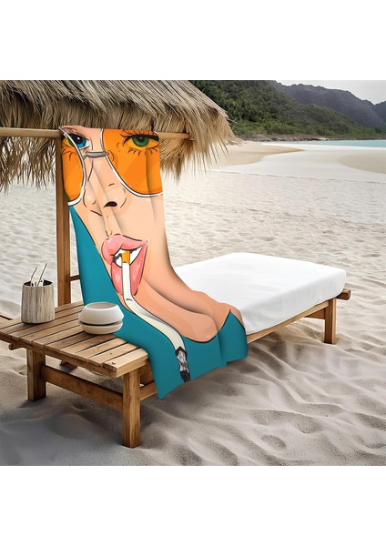 Dekoratif Modern Desenli Plaj Deniz Havlusu Peştamal 80 x 160 cm TRL07