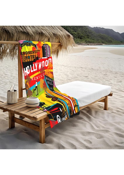 Dekoratif Modern Retro Desenli Plaj Deniz Havlusu Peştamal 80 x 160 cm RTR04