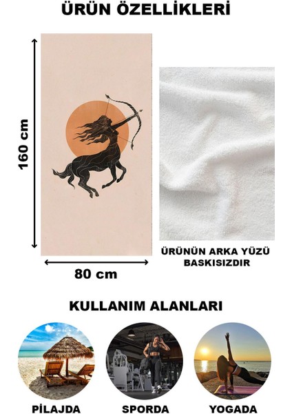 Astroloji Yay Burcu Desenli Plaj Deniz Havlusu Peştamal 80 x 160 cm AST23 fiyatları
