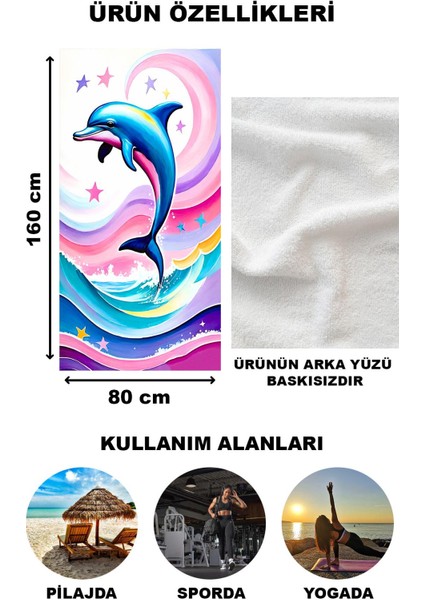 Yunus Balığı Desenli Plaj Deniz Havlusu Peştemal 80x160 CM SPC15