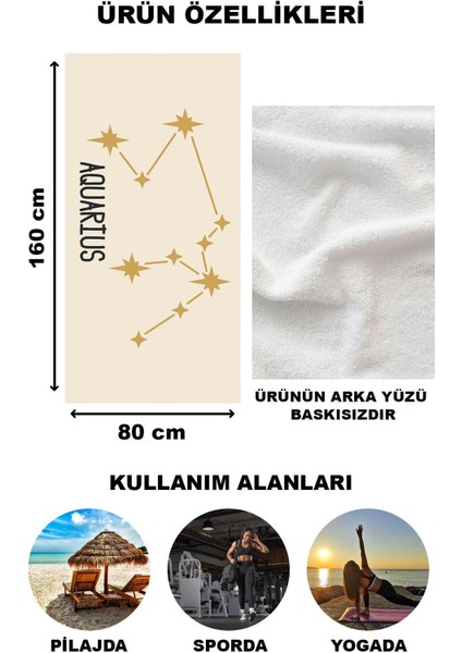 Astroloji Kova Burcu Yıldız Haritası Desenli Plaj Deniz Havlusu Peştamal 80 x 160 cm AST12 fiyatları