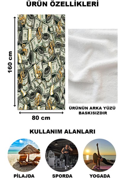 Dolar Desenli Plaj Deniz Havlusu Peştemal 80 x 160 cm NRM10 fiyatları
