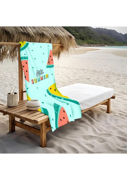 Modern Desenli Plaj Deniz Havlusu Peştemal 80x160 CM Aqua35