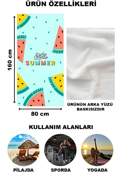 Modern Desenli Plaj Deniz Havlusu Peştemal 80x160 CM Aqua35