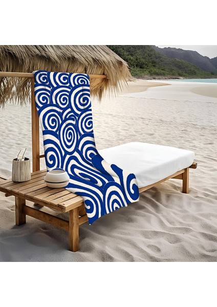 Modern Desenli Plaj Deniz Havlusu Peştemal 80x160 CM Aqua29