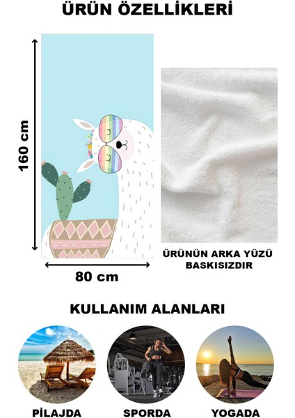 Modern Desenli Plaj Deniz Havlusu Peştemal 80x160 CM Aqua19