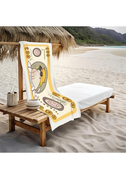 Kedili Dolar Desenli Plaj Deniz Havlusu Peştemal 80 x 160 cm VTA28
