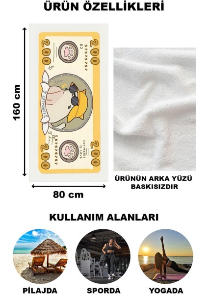 Kedili Dolar Desenli Plaj Deniz Havlusu Peştemal 80 x 160 cm VTA28 fiyatları