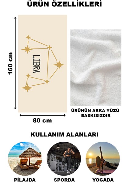 Astroloji Terazi Burcu Yıldız Haritası Desenli Plaj Deniz Havlusu Peştamal 80x160 CM AST06 fiyatları