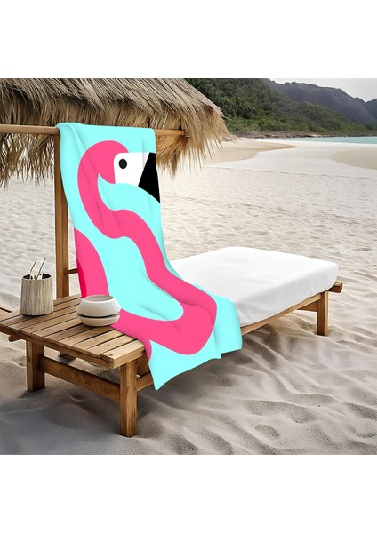Flamingo Desenli Plaj Deniz Havlusu Peştemal 80x160 CM VTA33