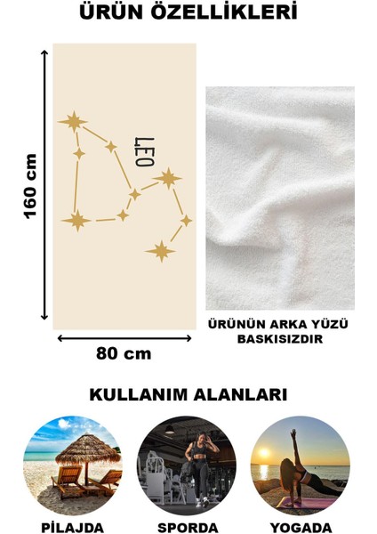 Astroloji Aslan Burcu Yıldız Haritası Desenli Plaj Deniz Havlusu Peştamal 80x160 CM AST07 fiyatları