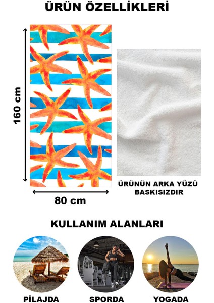 Modern Desenli Plaj Deniz Havlusu Peştemal 80 x 160 cm AQUA82 fiyatları