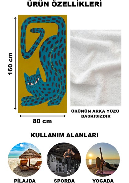 Kedi Desenli Plaj Deniz Havlusu Peştemal 80x160 CM VTA13 fiyatları