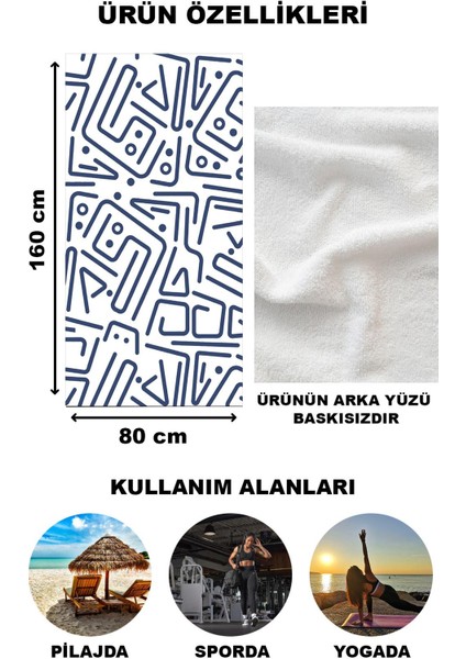 Minimal Çizgi Desenli Plaj Deniz Havlusu Peştemal 80 x 160 cm NRM11