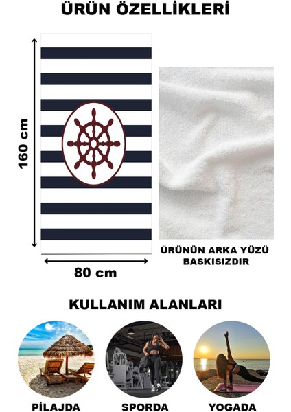 Gemi Dümeni Desenli Plaj Deniz Havlusu Peştemal 80 x 160 cm NRM13 fiyatları