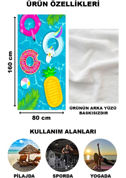 Modern Desenli Plaj Deniz Havlusu Peştemal 80x160 CM Aqua17