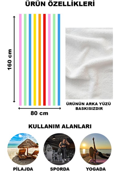 Renk Şerit Desenli Plaj Deniz Havlusu Peştemal 80 x 160 cm SPC02