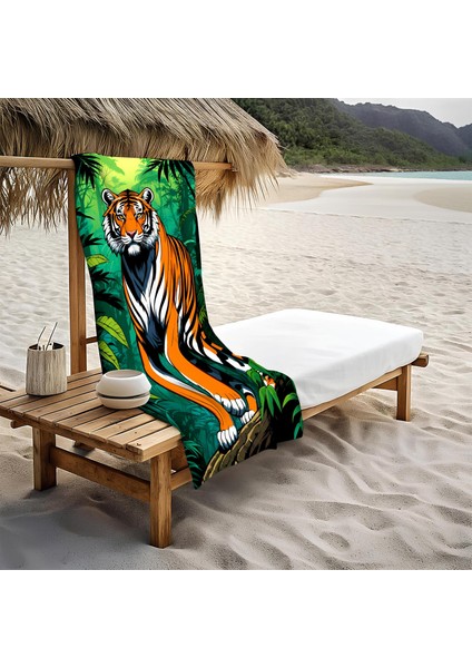 Kaplan Desenli Plaj Deniz Havlusu Peştemal 80 x 160 cm SPC14