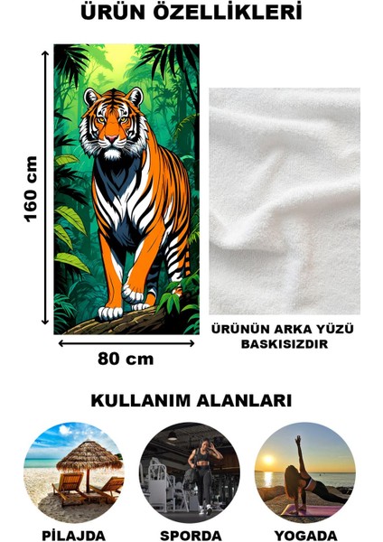 Kaplan Desenli Plaj Deniz Havlusu Peştemal 80 x 160 cm SPC14 fiyatları