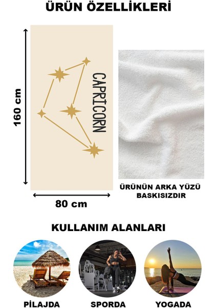 Astroloji Oğlak Burcu Yıldız Haritası Desenli Plaj Deniz Havlusu Peştamal 80 x 160 cm AST09 fiyatları