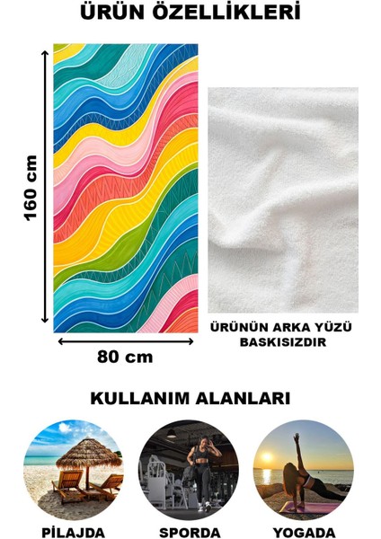 Modern Desenli Plaj Deniz Havlusu Peştemal 80 x 160 cm OPT26