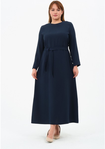 Bilcan Kadın Büyük Beden Krep Kumaş Kemerli Elbise fiyatları