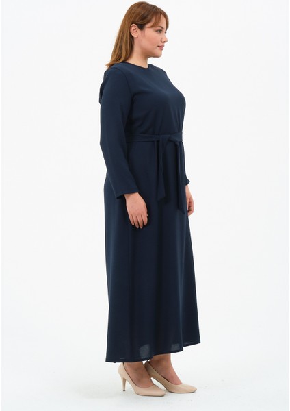 Bilcan Kadın Büyük Beden Krep Kumaş Kemerli Elbise fırsatları