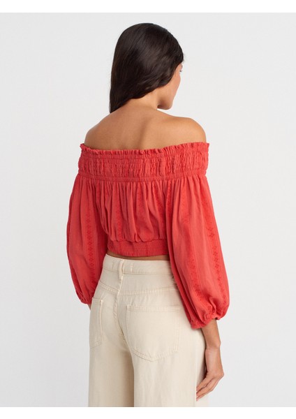 50258 Omuzları Açık Düğmeli Top-A.kırmızı fiyatları