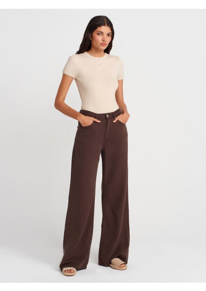 10756 Bisiklet Yaka Düğmeli Triko Bluz-Taş fırsatları