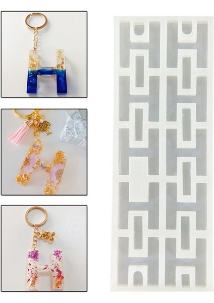 Epoksi Çoklu Silikon Kalıp H Harfi Anahtarlık Reçine Seri Döküm Kalıbı 4 cm 10 Lu