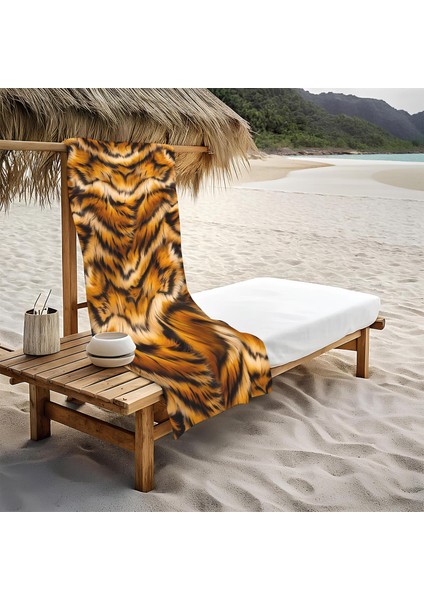 Modern Desenli Dijital Baskı Plaj Deniz Havlusu Peştamal 80x160 CM LION03