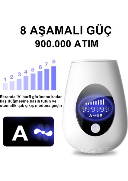 Tüm Vücut ve Yüz Için Ipl Buz LAZER-900.00 Atım-8 Aşamalı Güç Kablolu Lazer Epilasyon
