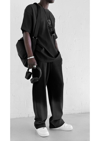 Erkek Yıkamalı Renk Geçişli Oversize T-Shirt Siyah Beyaz fırsatları