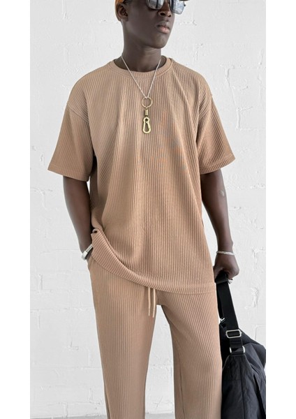 Erkek Yıkamalı Renk Geçişli Oversize T-Shirt Kahve Beyaz fiyatları