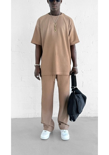 Erkek Yıkamalı Renk Geçişli Oversize T-Shirt Kahve Beyaz modelleri