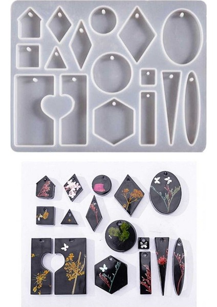 Epoksi Silikon Kalıp Çoklu Anahtarlık Delikli Kolye Küpe Kalıbı modelleri