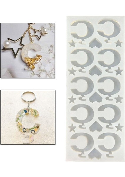 Epoksi Çoklu Silikon Kalıp Ç Harfi Anahtarlık Reçine Seri Döküm Kalıbı 4 cm 10 Lu