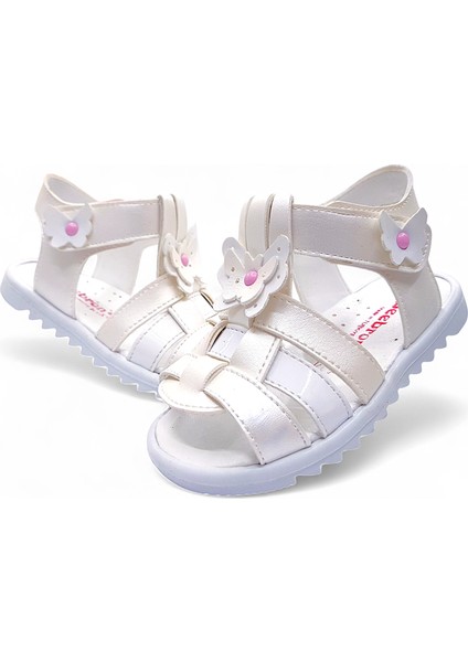 Ortopedik Kız İlk Adım Bebek ve Çocuk Sandaleti Kelebek Serisi Klb2415 Sedef Beyaz 25